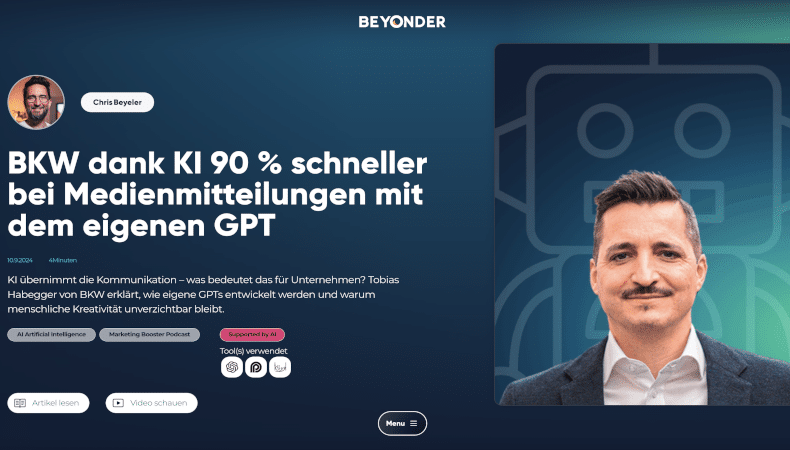 AI Metriken vs. KPIs: BKW Kommunikation dank KI 90% schneller bei Medienmitteilungen mit dem eigenen GPT.