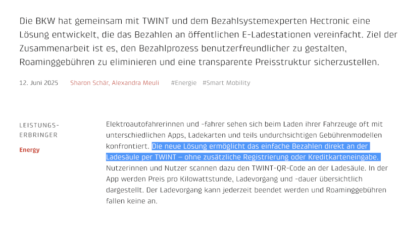 KI genutzt: Auf der BKW-Website mehren sich typische Merkmale KI-generierter Texte: lange Satzkonstruktionen, häufiger Einsatz von Bindestrichen – oder, im Englischen, em dashes (—), wie sie Deni Kasrel in ihrem Beitrag ‘Em dash haters have entered the chat’ beschreibt.