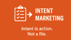 Messen was zählt – mit DrKPI® Grafik zu Intent Marketing mit der Aussage Intent is action not a file.