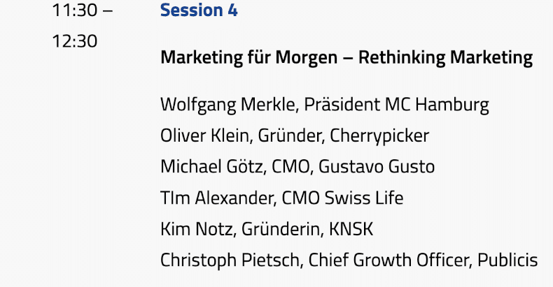 Session 4 beim Deutschen Marketing Tag 2026: Marketing für Morgen – Rethinking Marketing mit Fokus auf Konzern- und Agenturperspektiven
