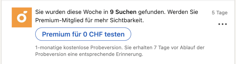 Kommentarbild mit LinkedIn-Mitteilung zu Premium-Mitgliedschaft, Suchsichtbarkeit und eingeschränkter Messbarkeit von Reichweite und Fairness im Feed