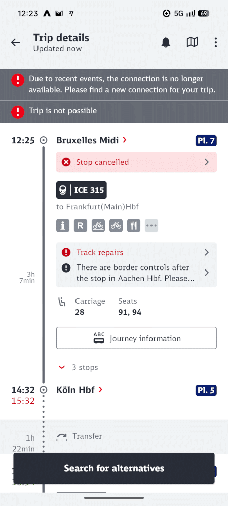 Markenversprechen im Alltag: DB Navigator App-Usability - die Daten kommen spät.